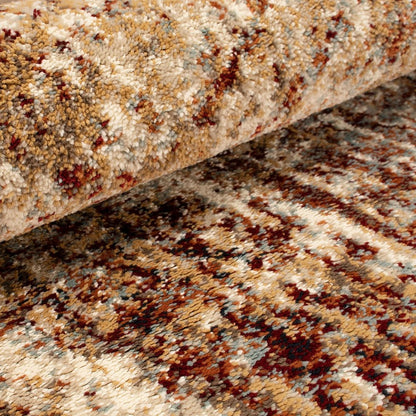 6' X 9' Gold And Maroon Abstract Distressed Area Rug
