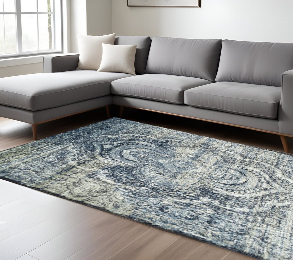 9' X 12' Taupe And Ivory Abstract Distressed Area Rug