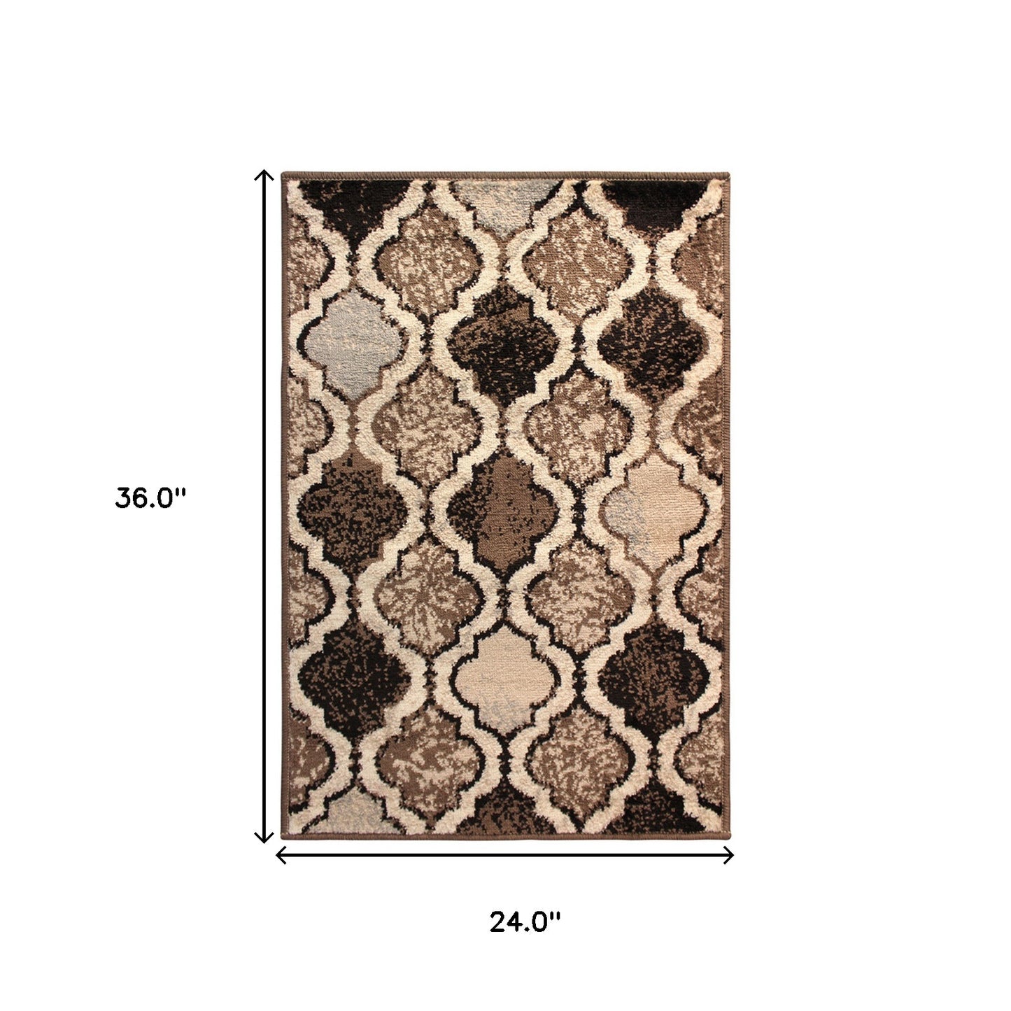 2' X 3' Ivory Quatrefoil Power Loom Distressed Stain Resistant Area Rug