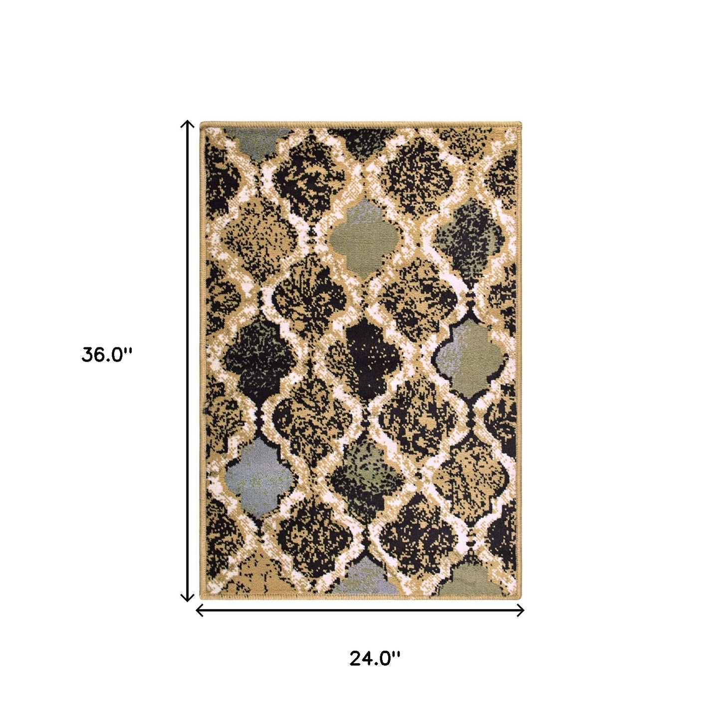 2' X 3' Multi Color Quatrefoil Power Loom Distressed Stain Resistant Area Rug