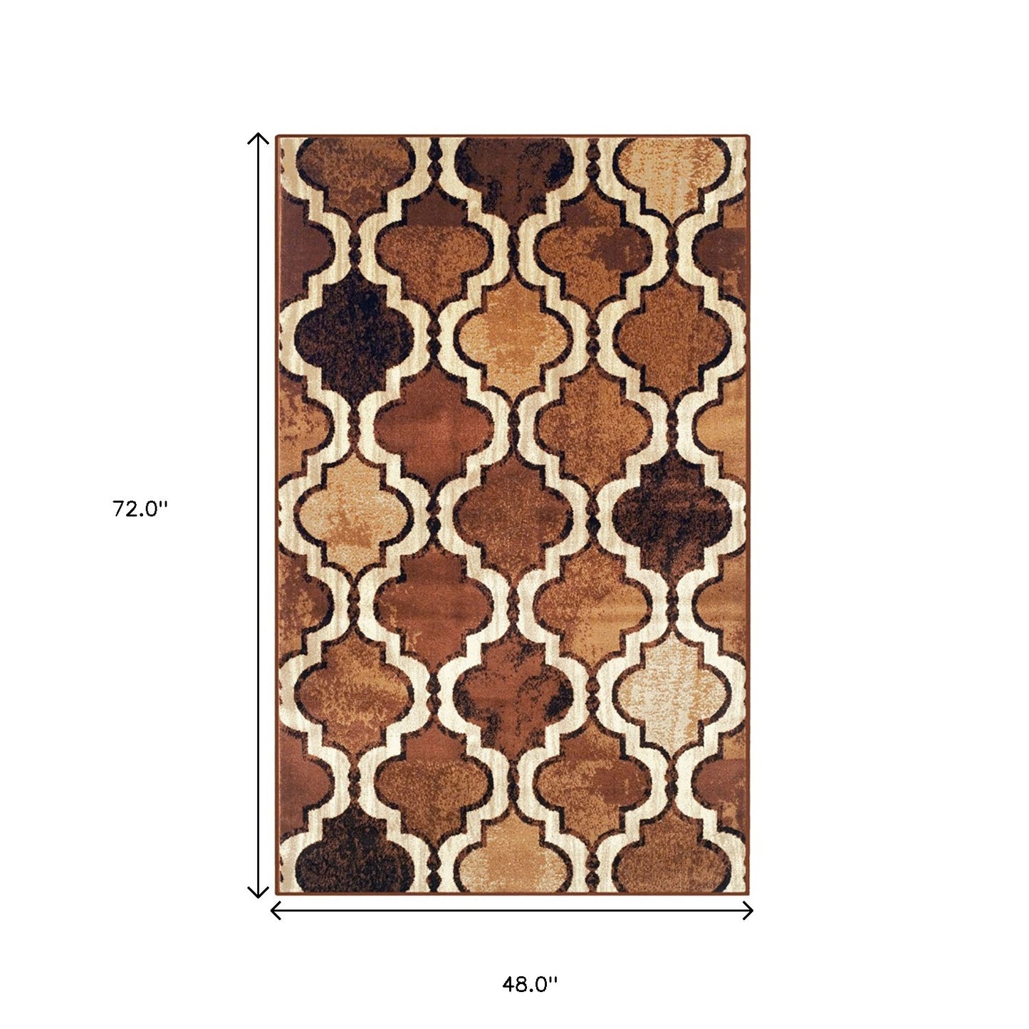 4' X 6' Brown Quatrefoil Power Loom Distressed Stain Resistant Area Rug