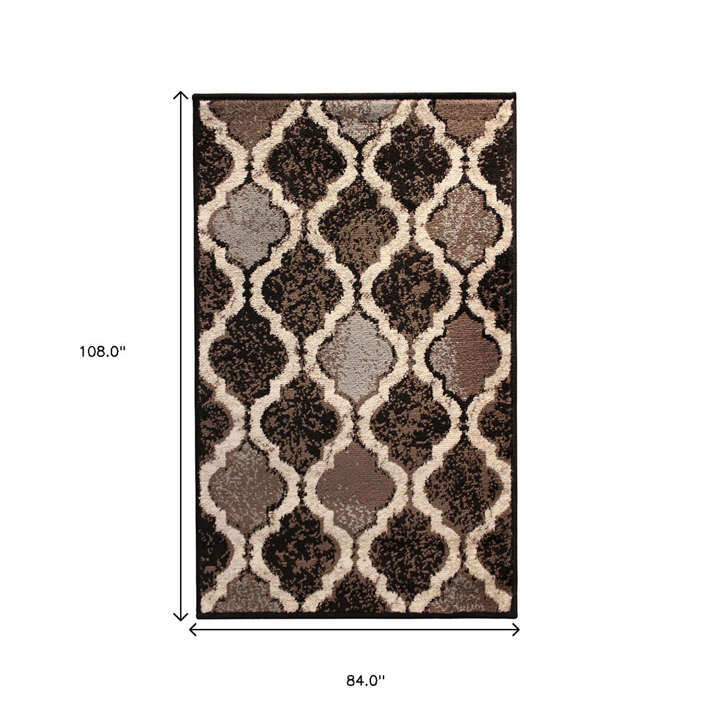 7' X 9' Chocolate Quatrefoil Power Loom Distressed Stain Resistant Area Rug