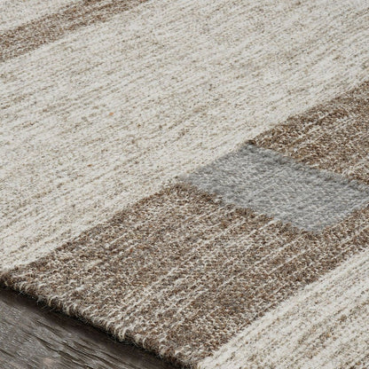 5' X 8' Gray And Brown Geometric Flatweave Handmade Area Rug With Fringe