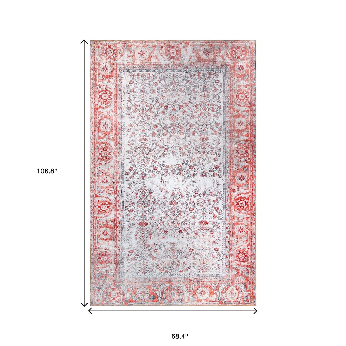 6' X 9' Berry Red Oriental Power Loom Stain Resistant Area Rug