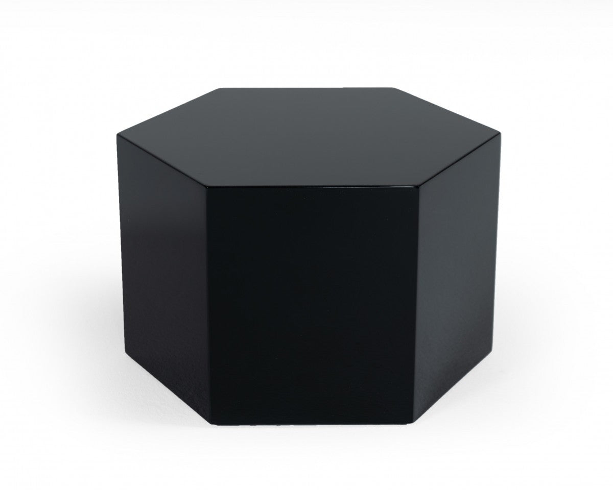 9" Black Hexagon End Table With