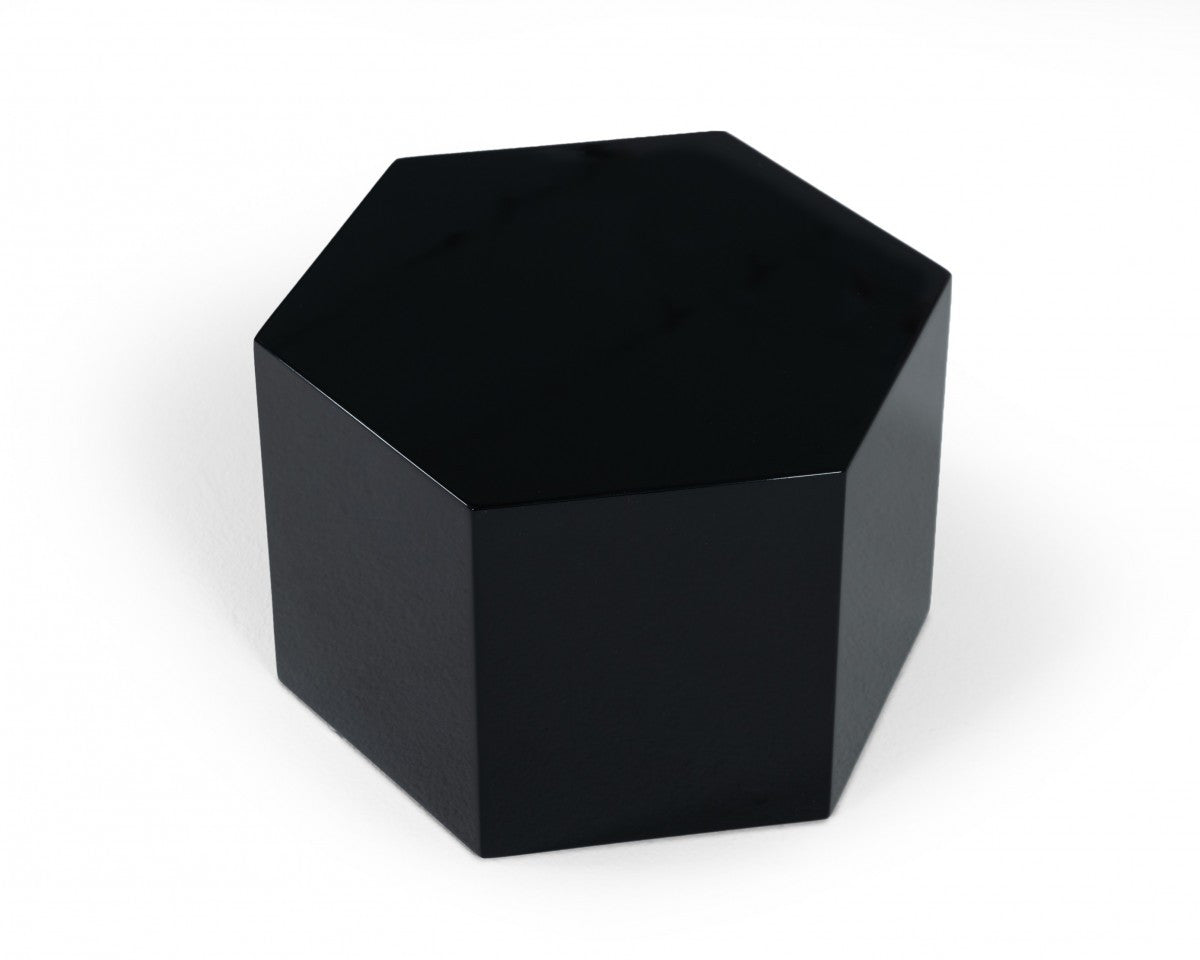 9" Black Hexagon End Table With