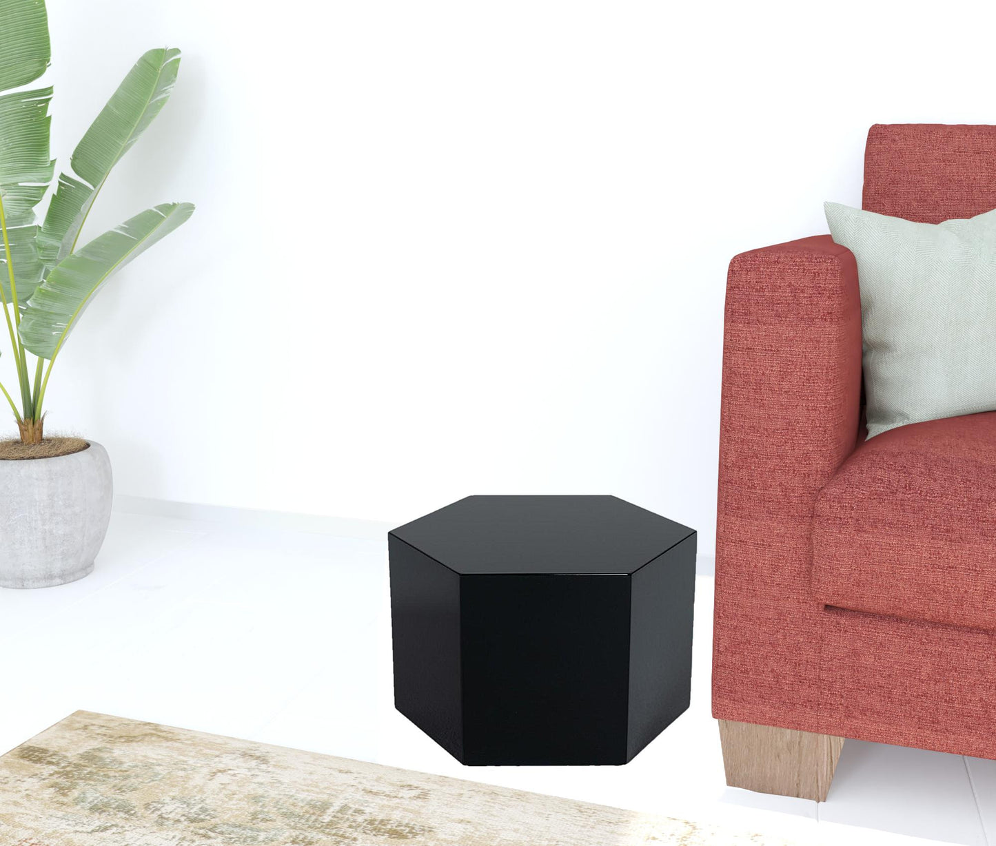 9" Black Hexagon End Table With