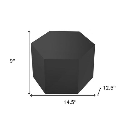 9" Gray Wood Hexagonal Block End Table