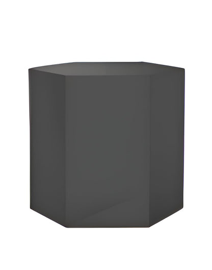 9" Gray Wood Hexagonal Block End Table