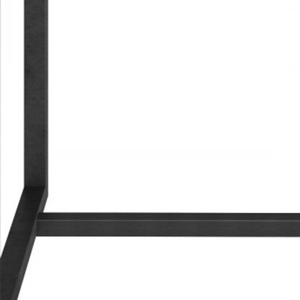 15" Black And White Stone And Metal Square End Table