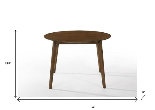 42" Brown Rounded Solid Wood Dining Table