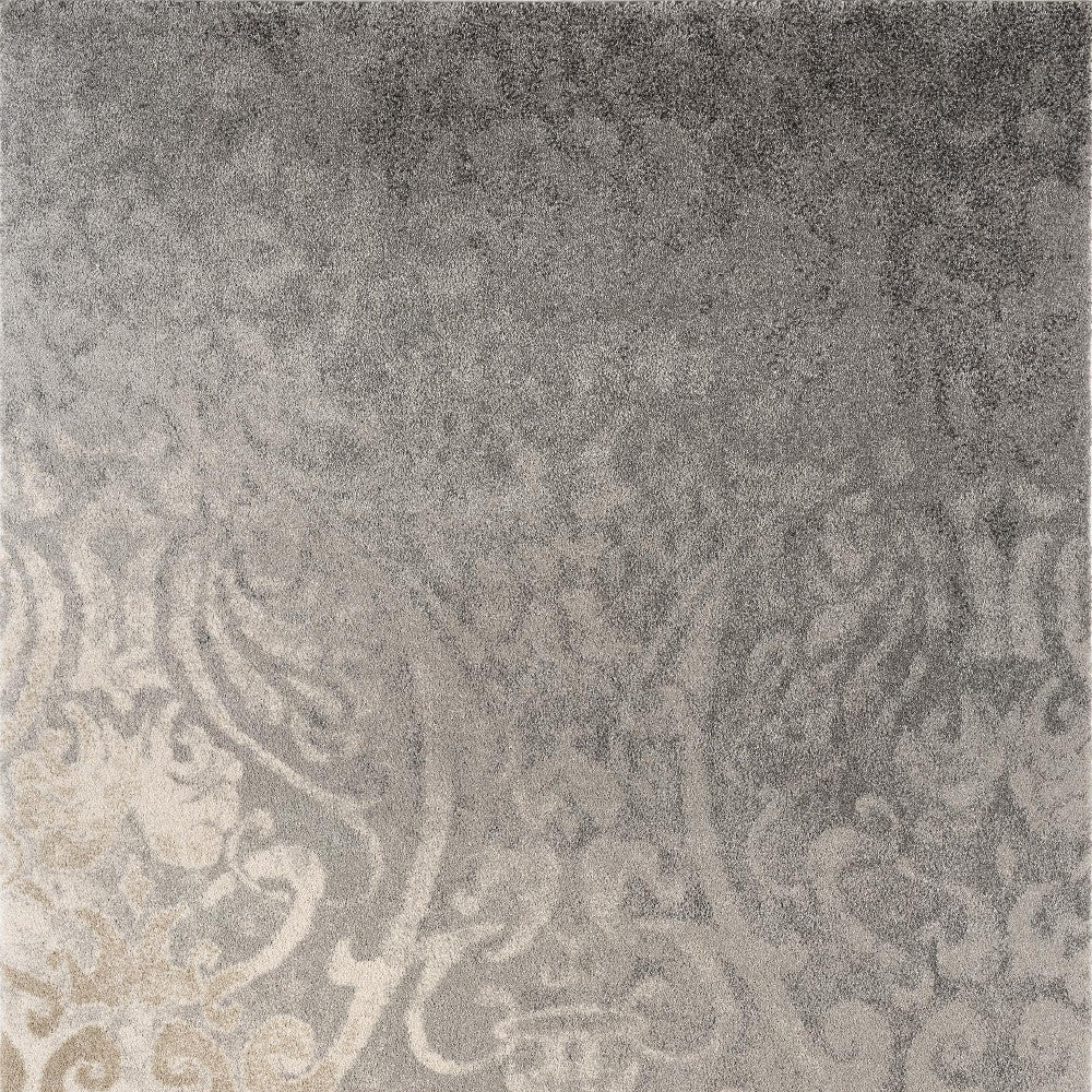 4' X 6' Grey Damask Power Loom Stain Resistant Area Rug