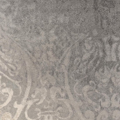 4' X 6' Gray And Ivory Damask Area Rug