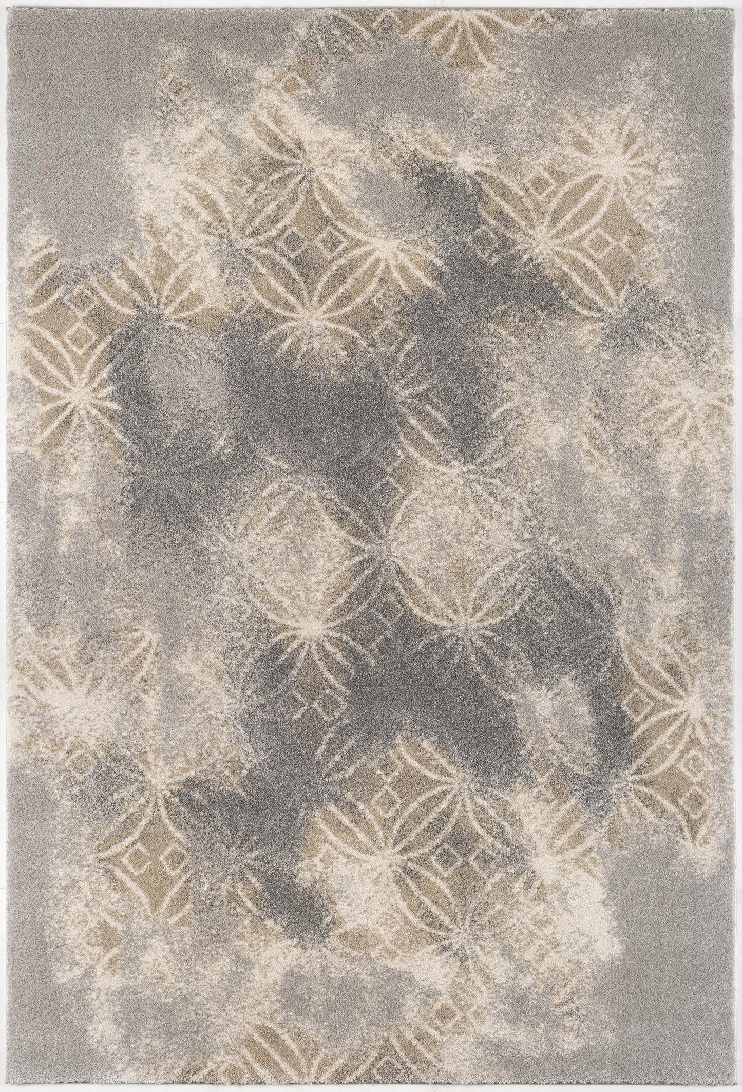 4' X 6' Light Grey Abstract Power Loom Stain Resistant Area Rug