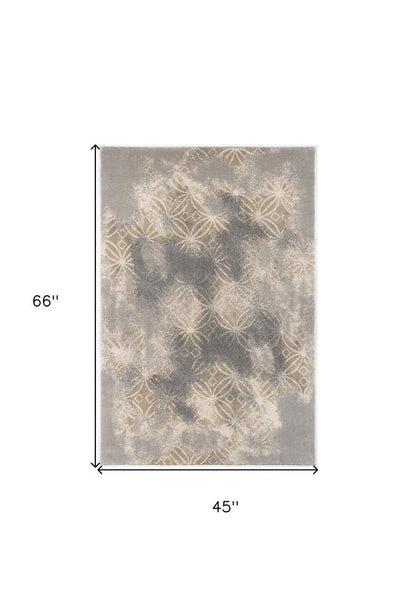 4' X 6' Gray And Ivory Abstract Area Rug