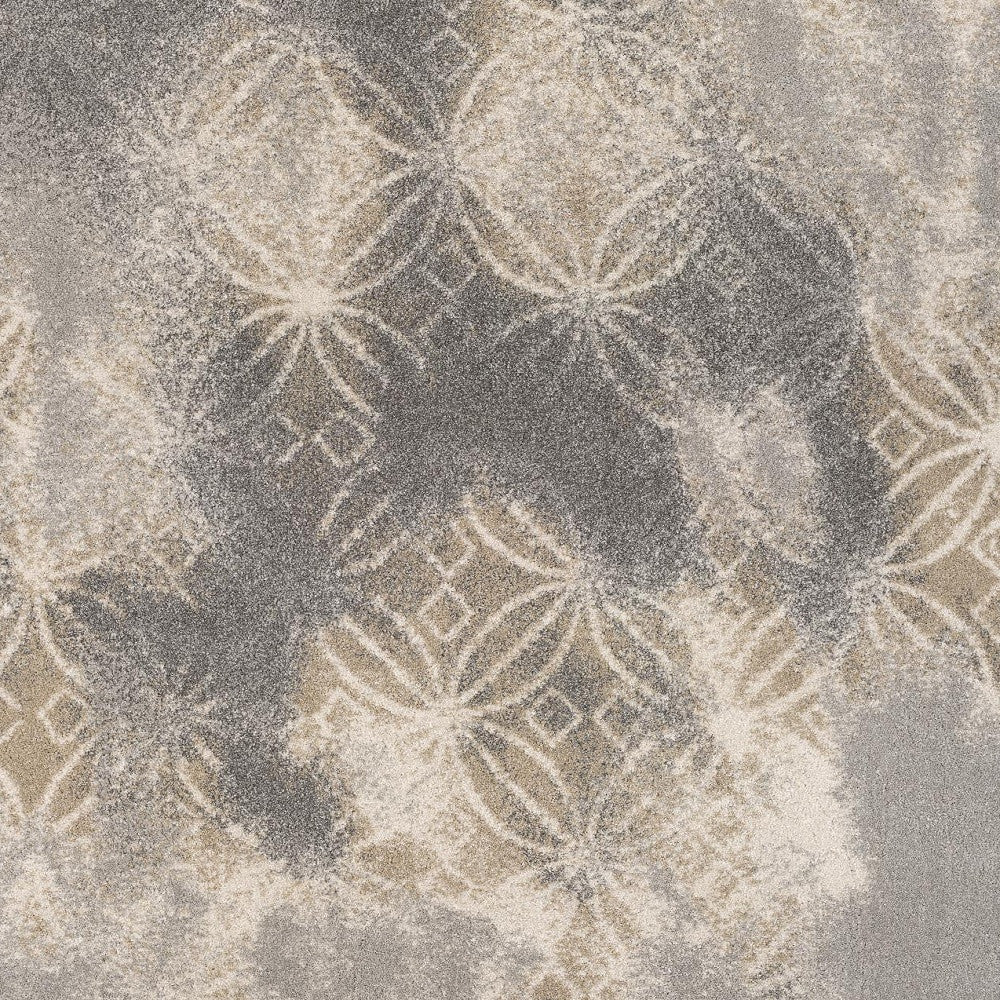 4' X 6' Light Grey Abstract Power Loom Stain Resistant Area Rug