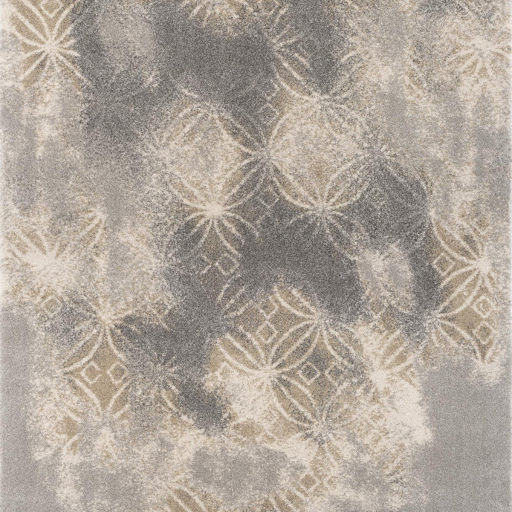 4' X 6' Light Grey Abstract Power Loom Stain Resistant Area Rug