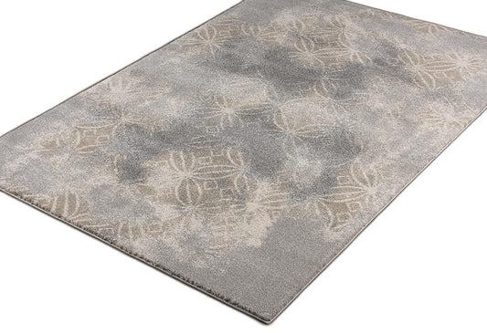 4' X 6' Light Grey Abstract Power Loom Stain Resistant Area Rug