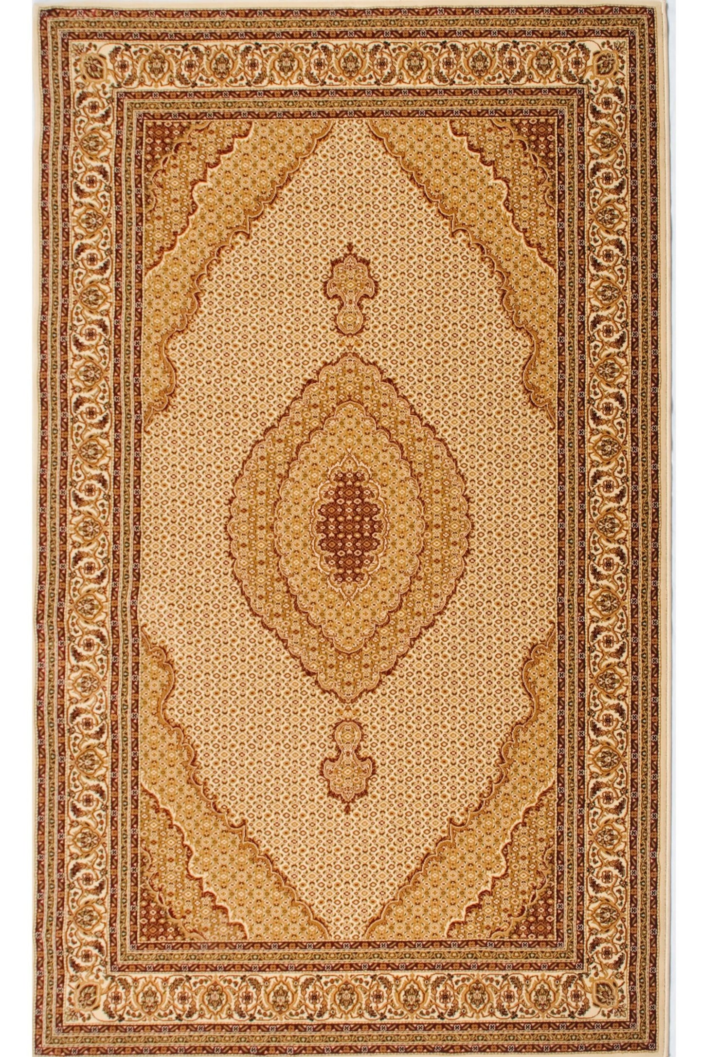 8' Runner Beige and Ivory Oriental Power Loom Runner Rug