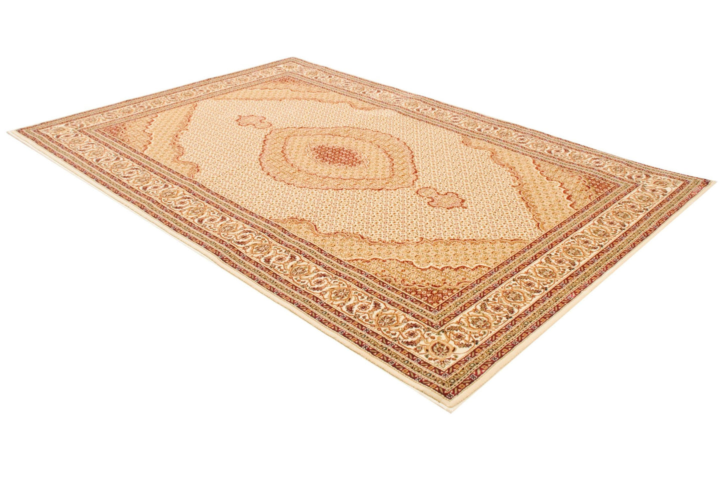 4' X 6' Beige and Ivory Oriental Power Loom Area Rug