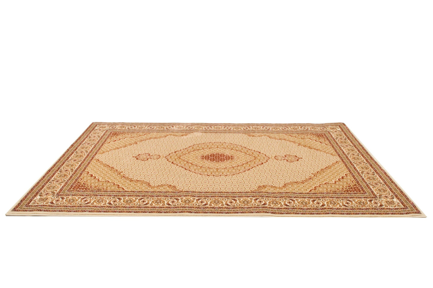 5' X 8' Beige and Ivory Oriental Power Loom Area Rug