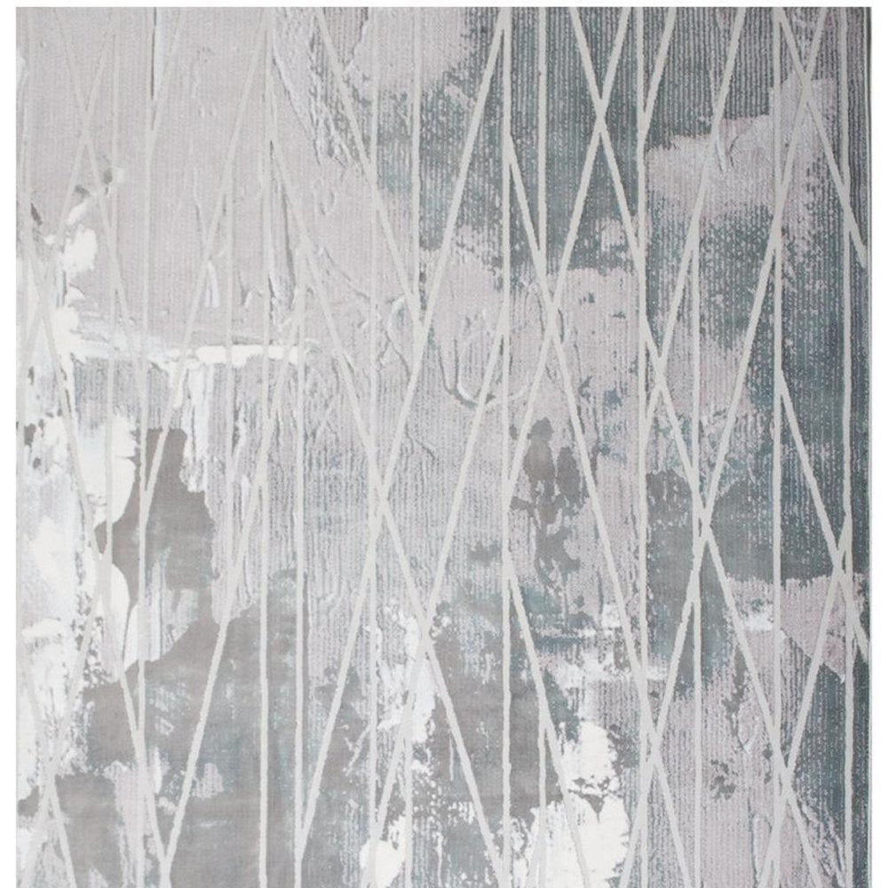 8' X 11' Blue Abstract Stain Resistant Area Rug