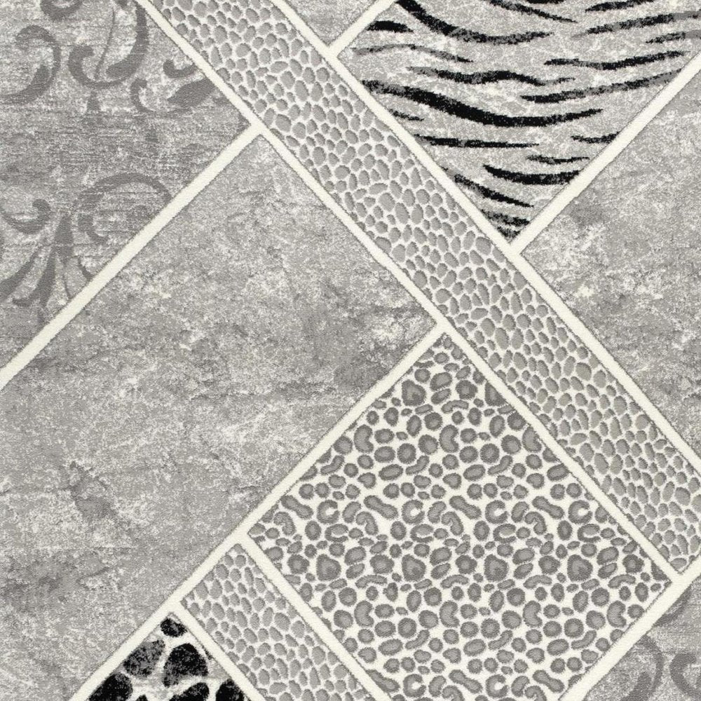8' X 11' Grey Geometric Power Loom Stain Resistant Area Rug