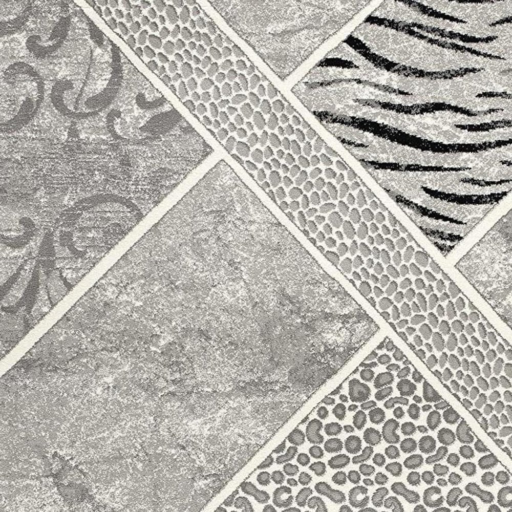 8' X 11' Grey Geometric Power Loom Stain Resistant Area Rug