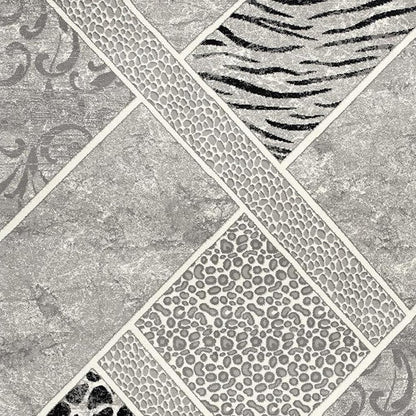 8' X 11' Grey Geometric Power Loom Stain Resistant Area Rug