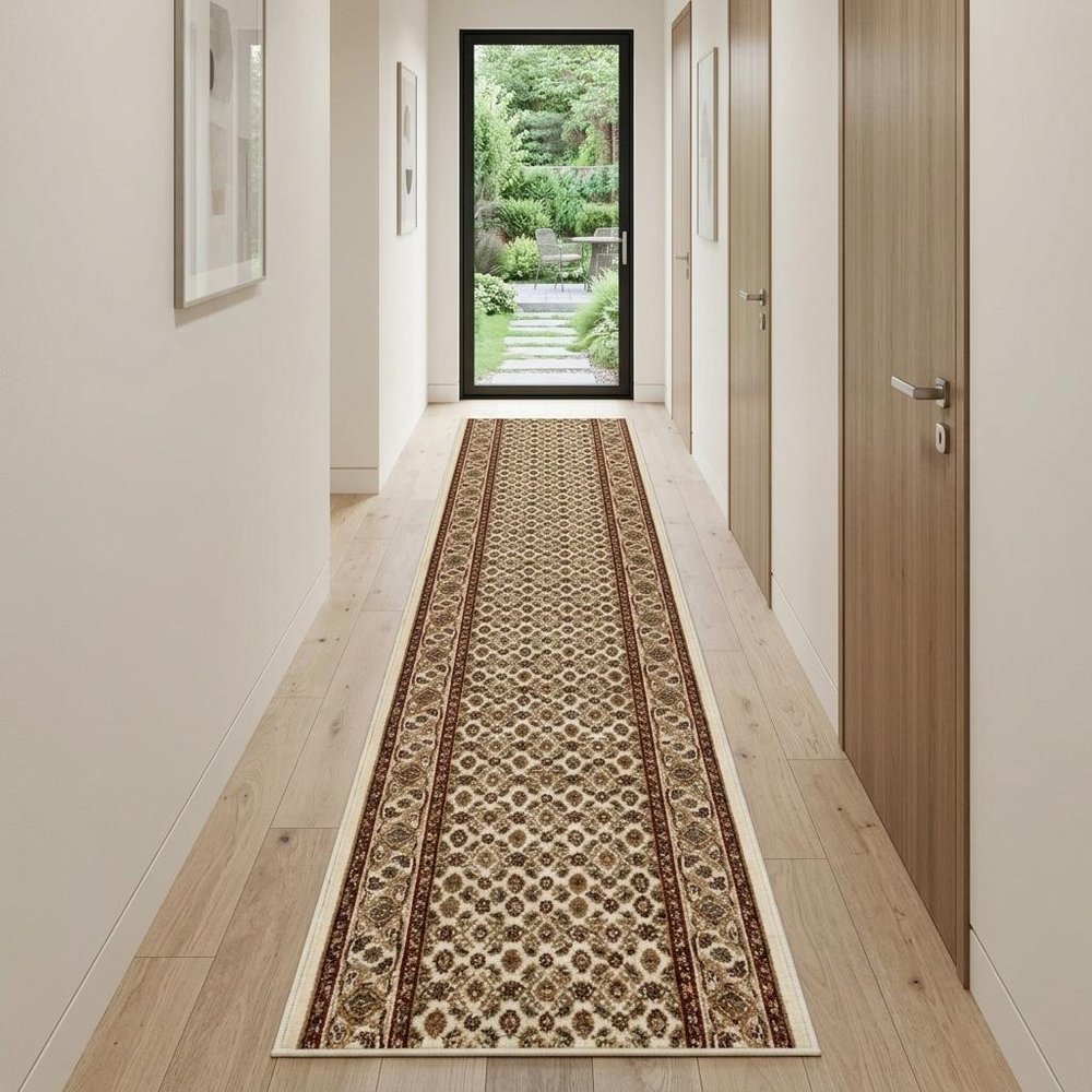 20' Beige And Ivory Oriental Runner Rug