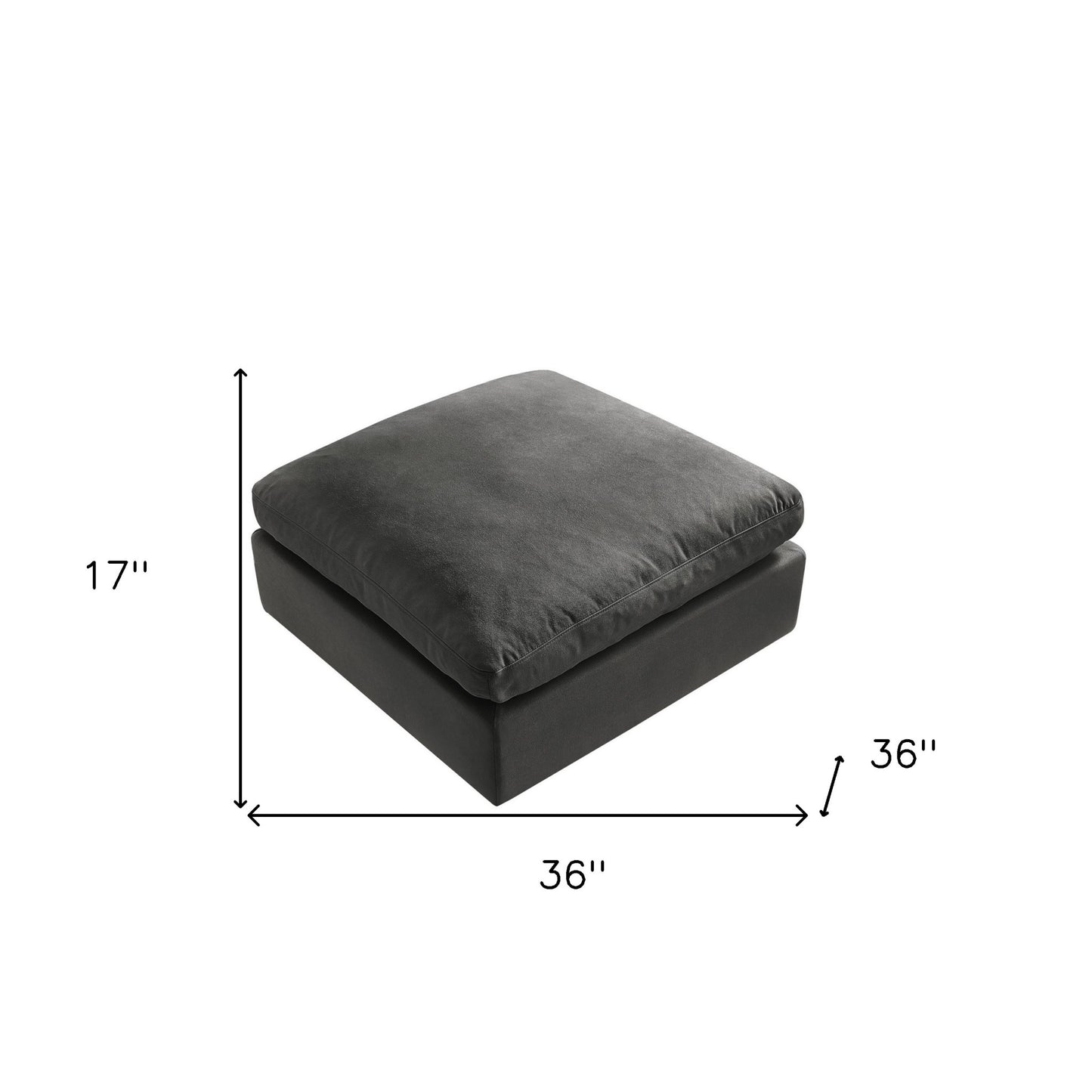 36" Charcoal Linen And Black Ottoman