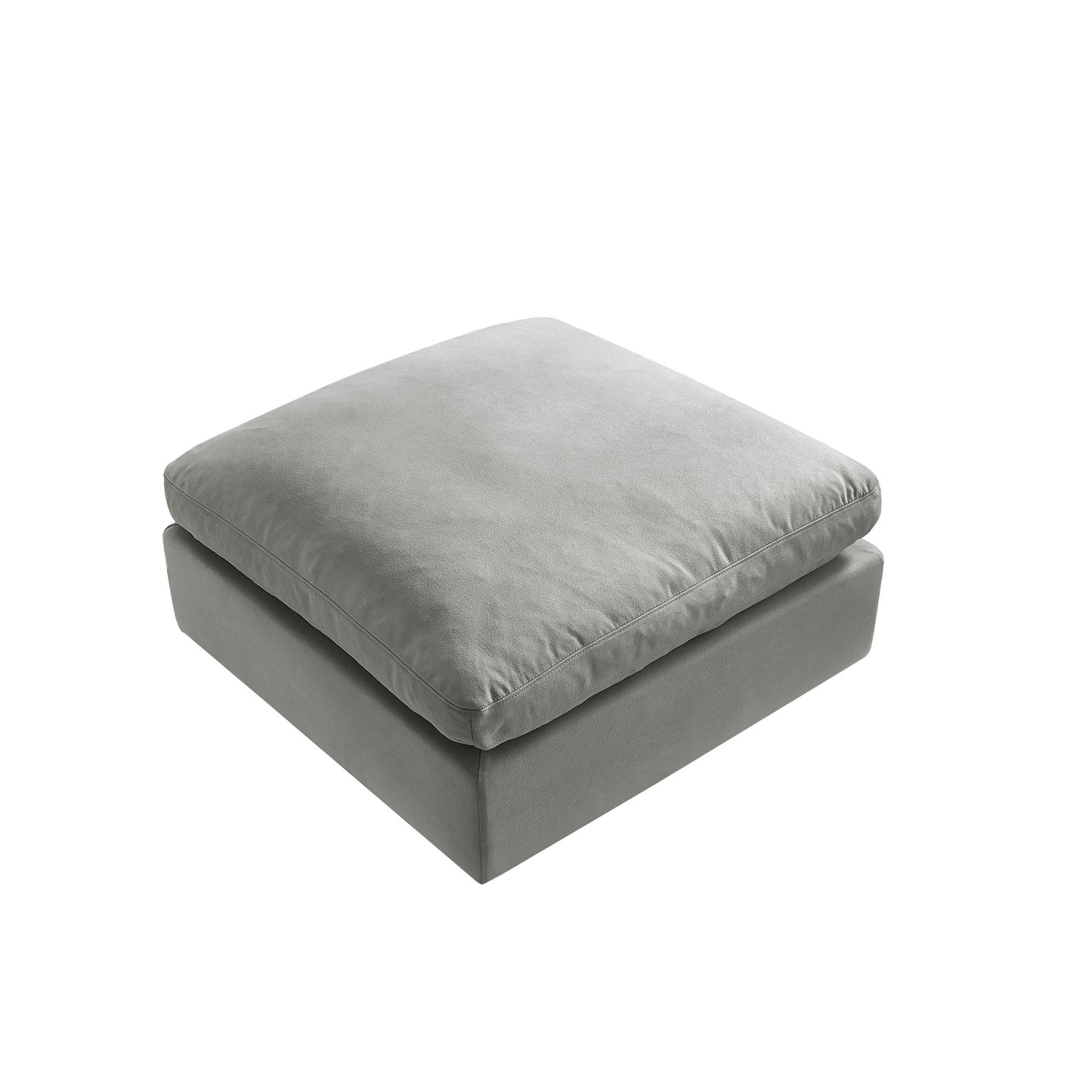 36" Charcoal Linen And Black Ottoman