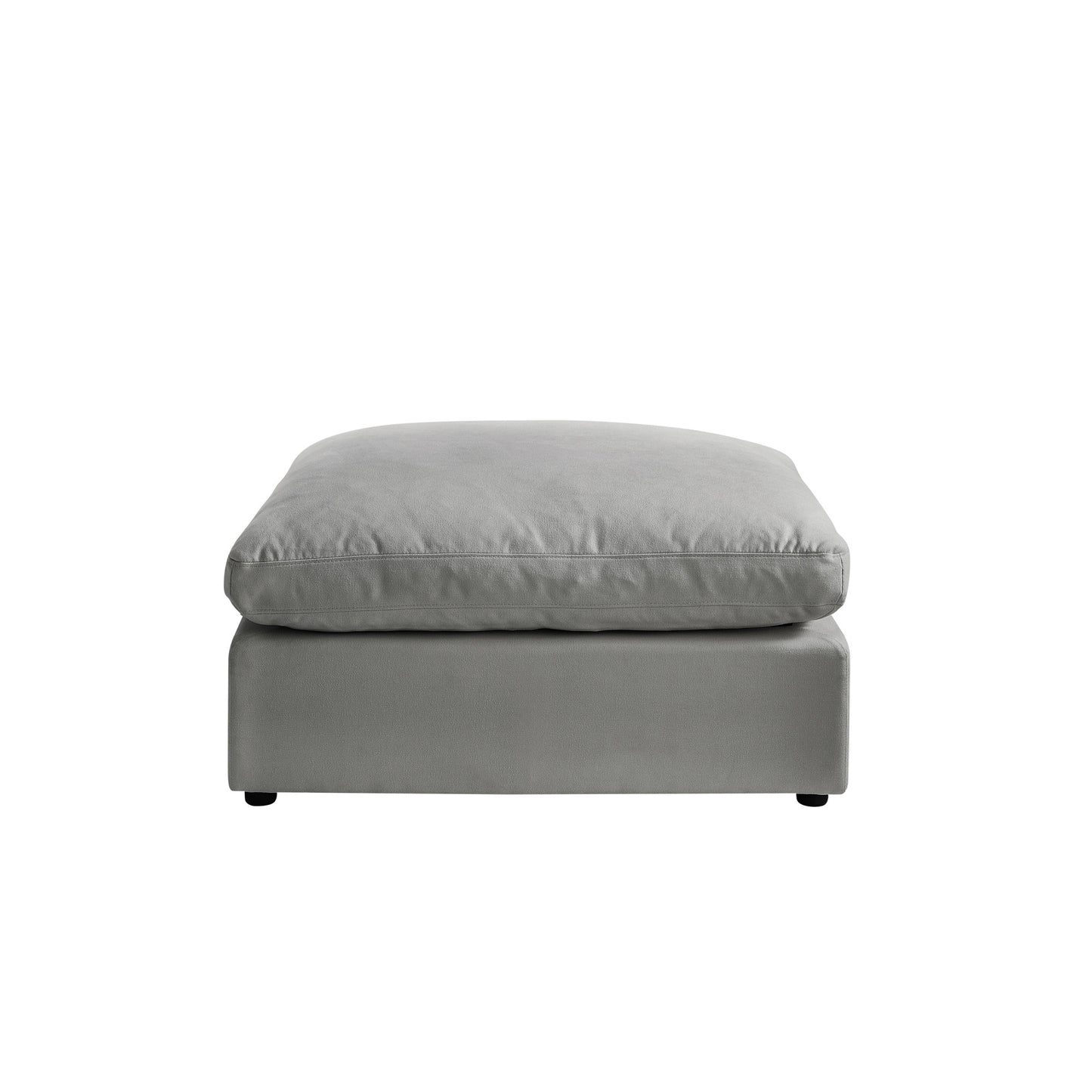 36" Charcoal Linen And Black Ottoman