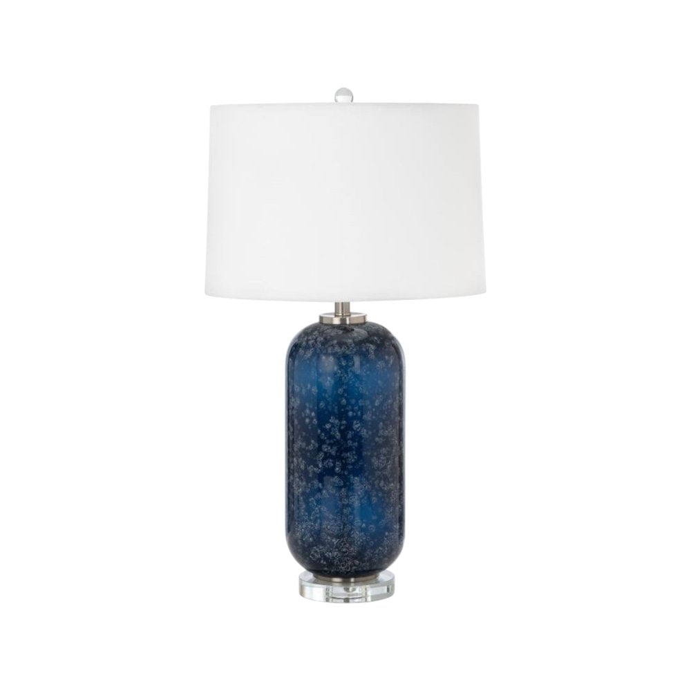 Set of Two 30" Blue Crystal Table Lamp With White Drum Shade