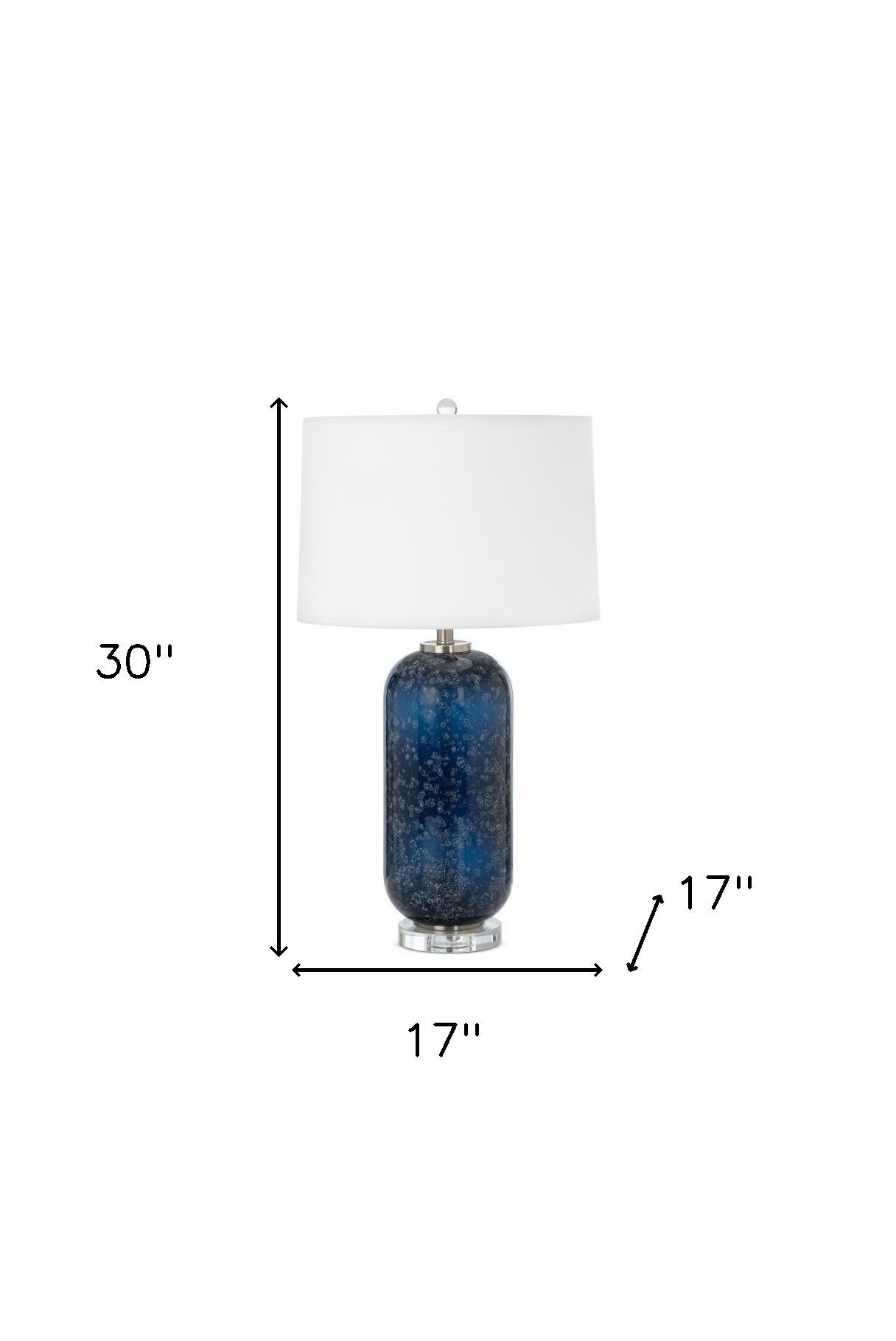 Set of Two 30" Blue Crystal Table Lamp With White Drum Shade