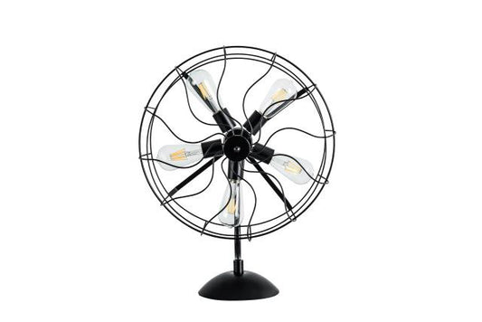 24" Black Industrial Fan Design Metal Table Lamp