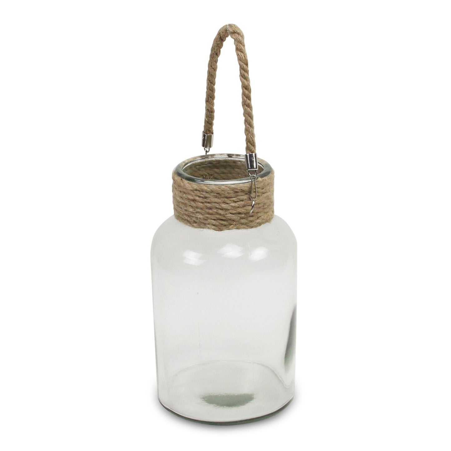 12" Clear And Brown Glass Jar with Rope