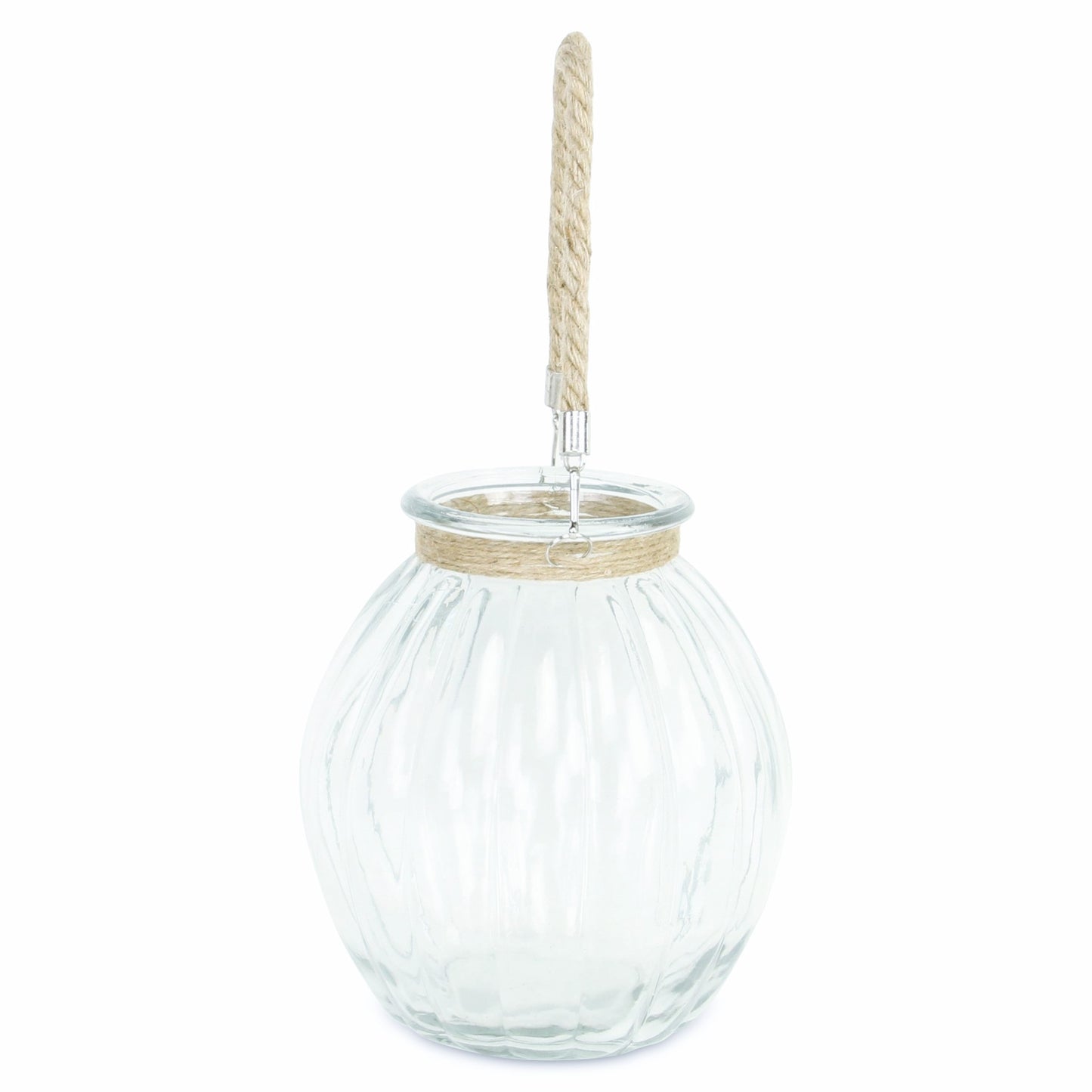 10" Clear Glass Decorative Jar With Rope