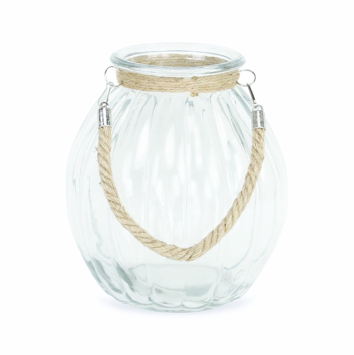 10" Clear Glass Decorative Jar With Rope