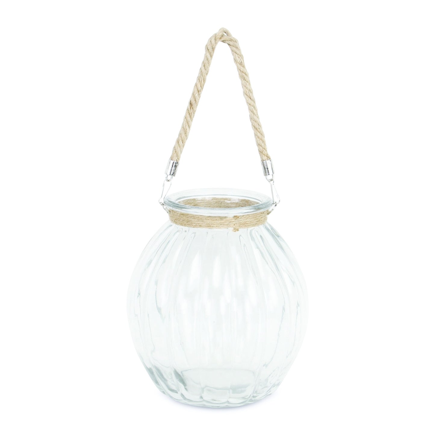 10" Clear Glass Decorative Jar With Rope