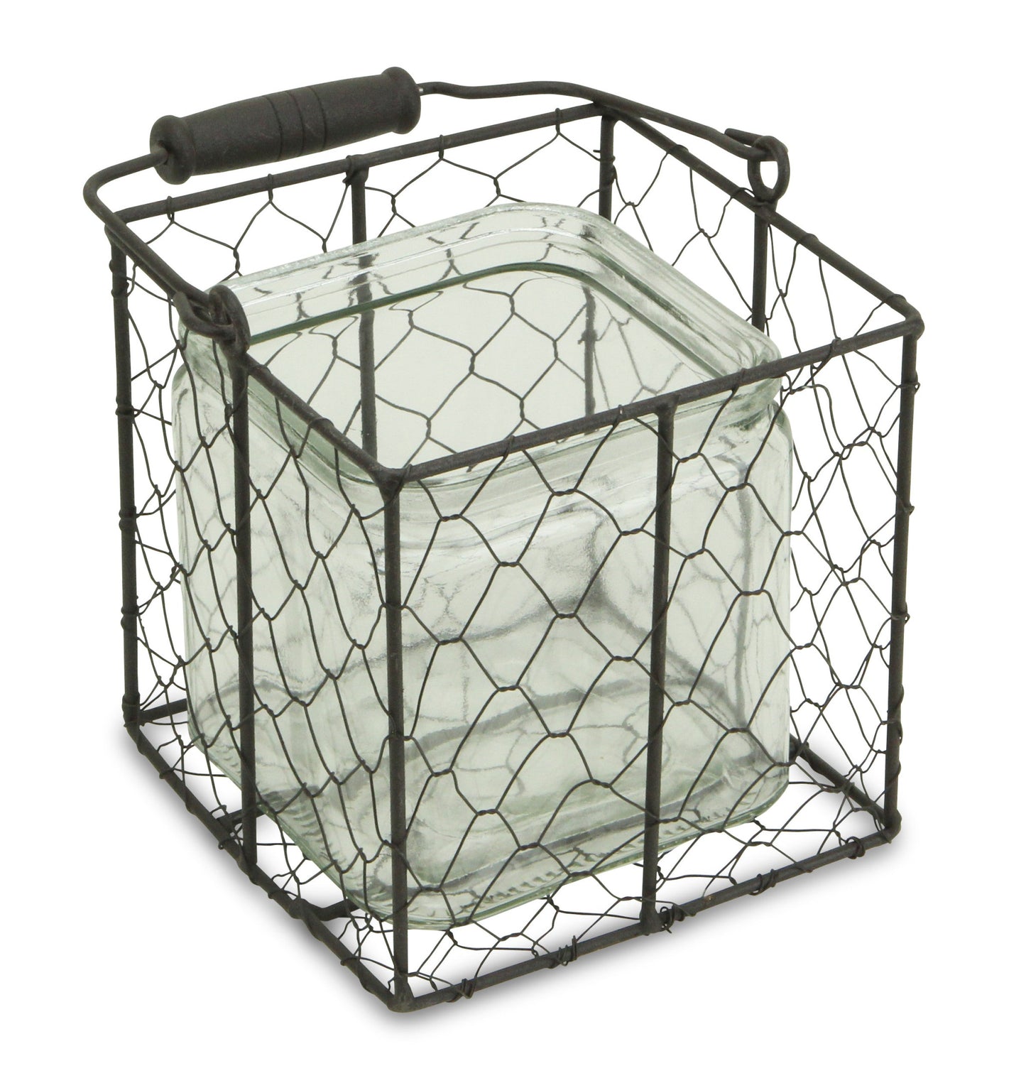 6" Clear and Brown Glass and Metal Lattice Tabletop Lantern Candle Holder