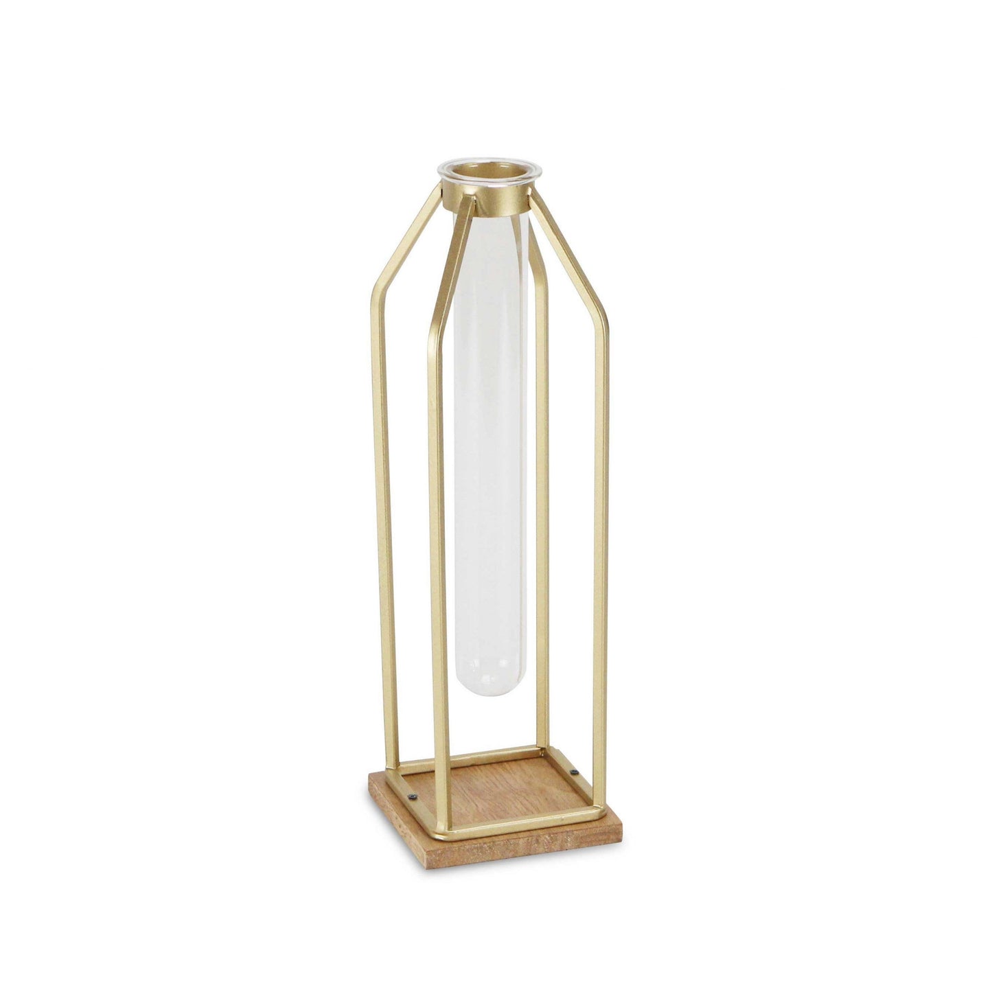 12" Gold And Clear Contemporary Glass Tube