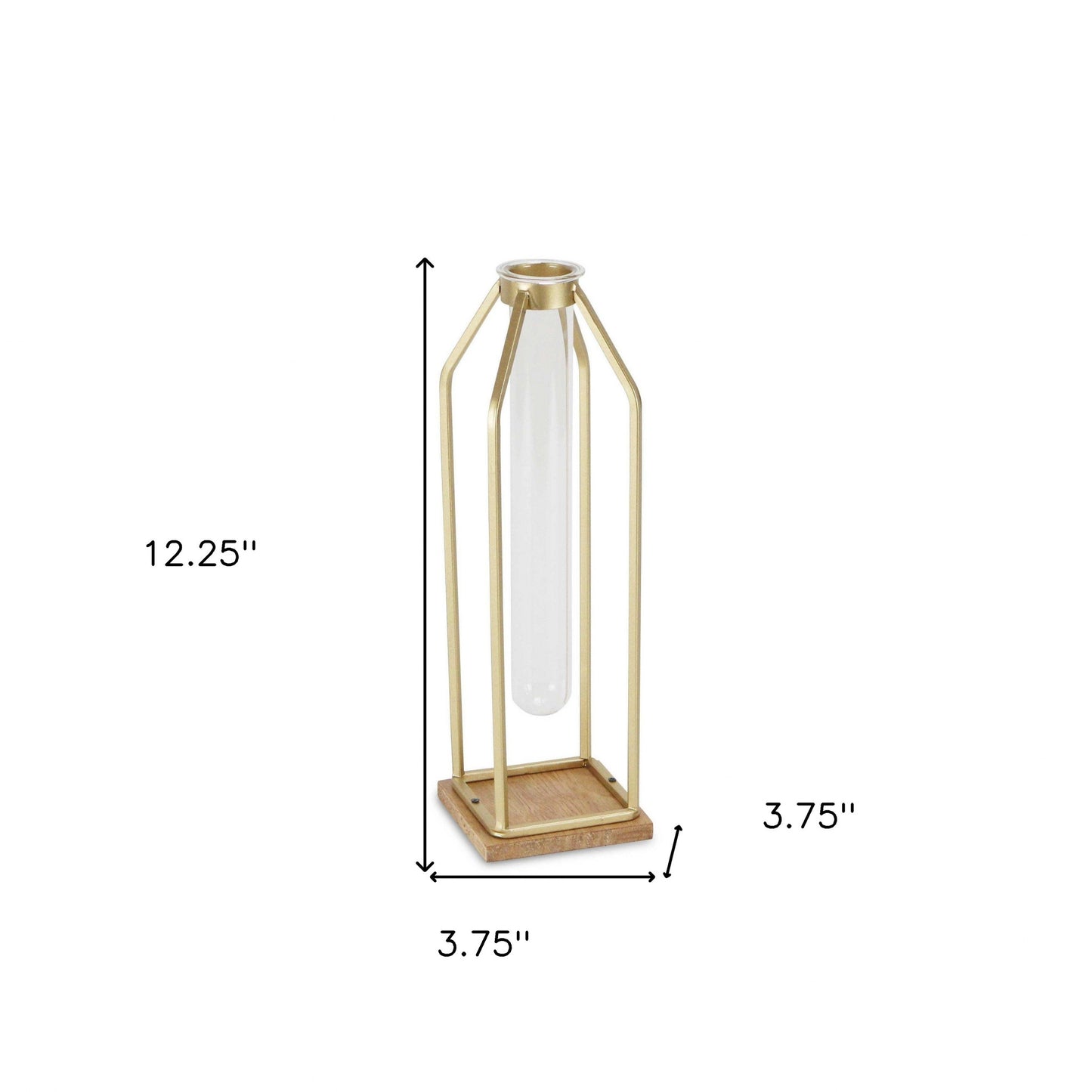 12" Gold And Clear Contemporary Glass Tube