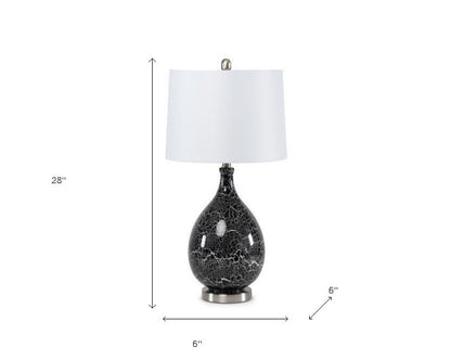 Set of Two 28" Gray Glass Geometric Table Lamp With White Empire Shade