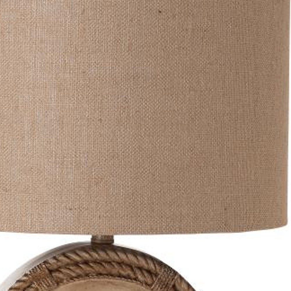 Set of Two 31" Brown Novelty Table Lamps With Tan Drum Shade