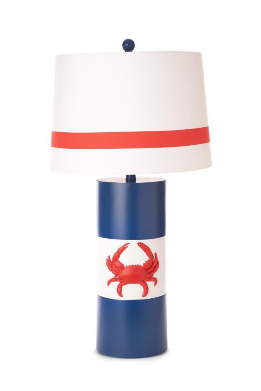 Set of Two 31" Red White and Blue Coastal Table Lamps With White Empire Shade