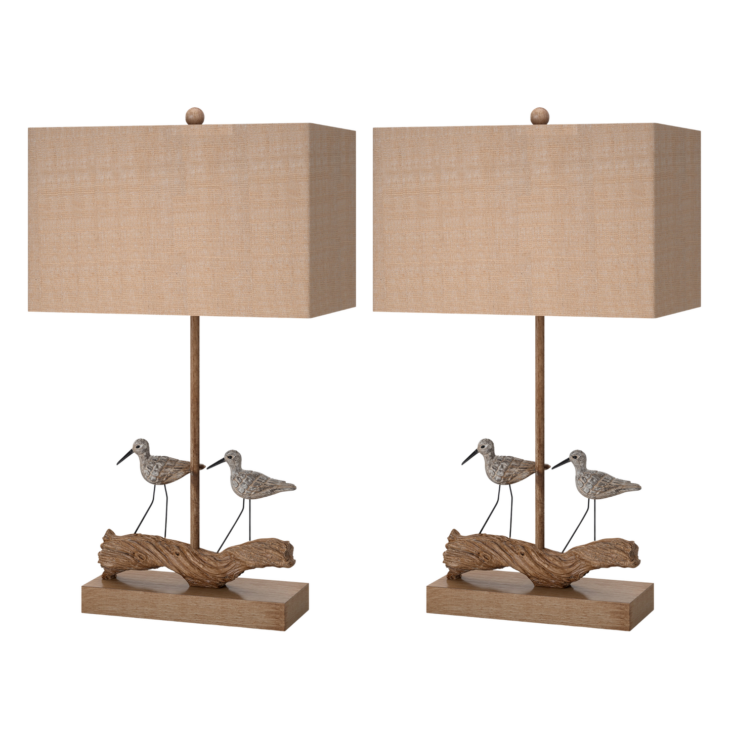 Set of Two 30" Brown Sand Piper Bird Table Lamps With Brown Shade