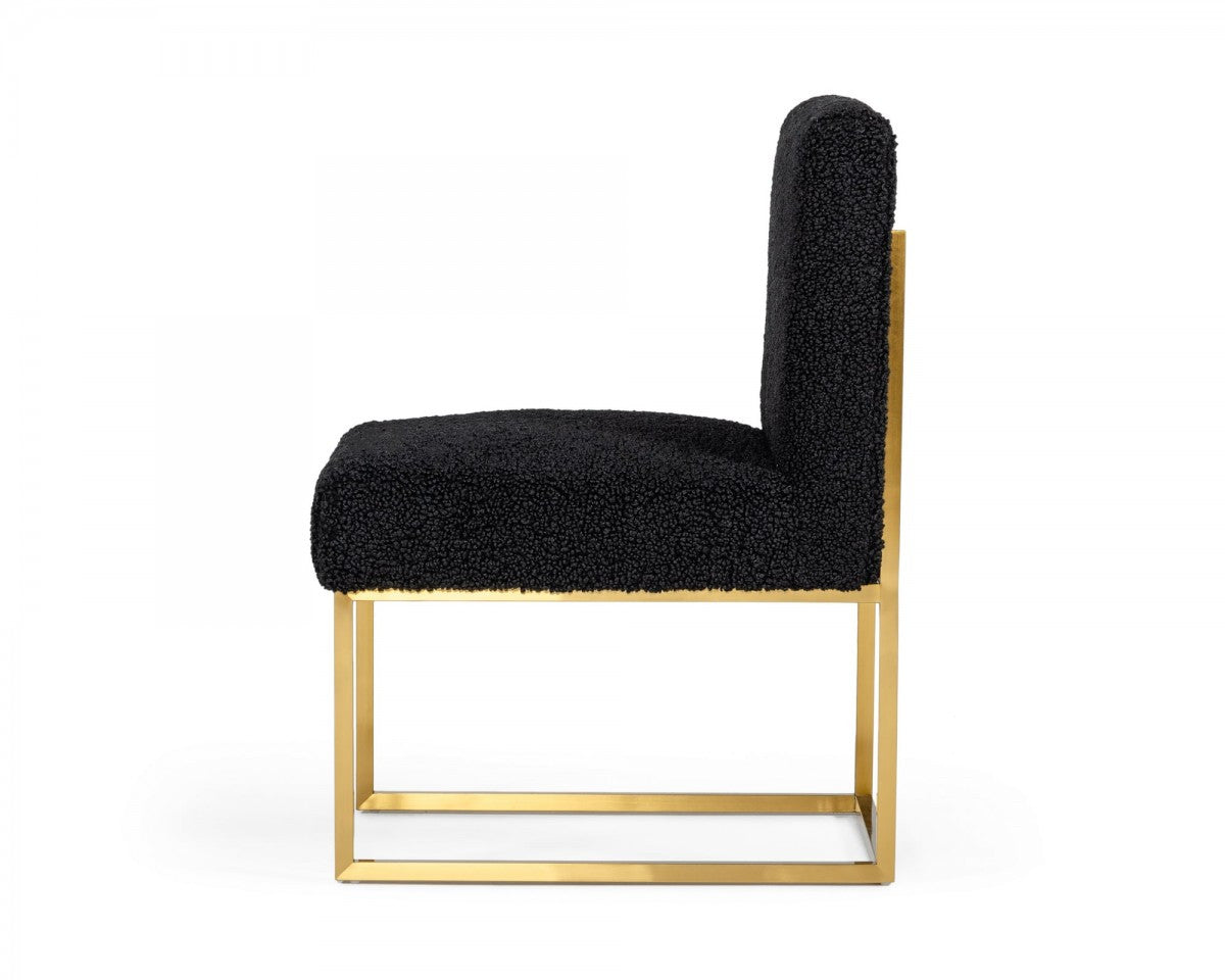 Set Of Two 23" Black And Gold Solid Color Parsons Chair