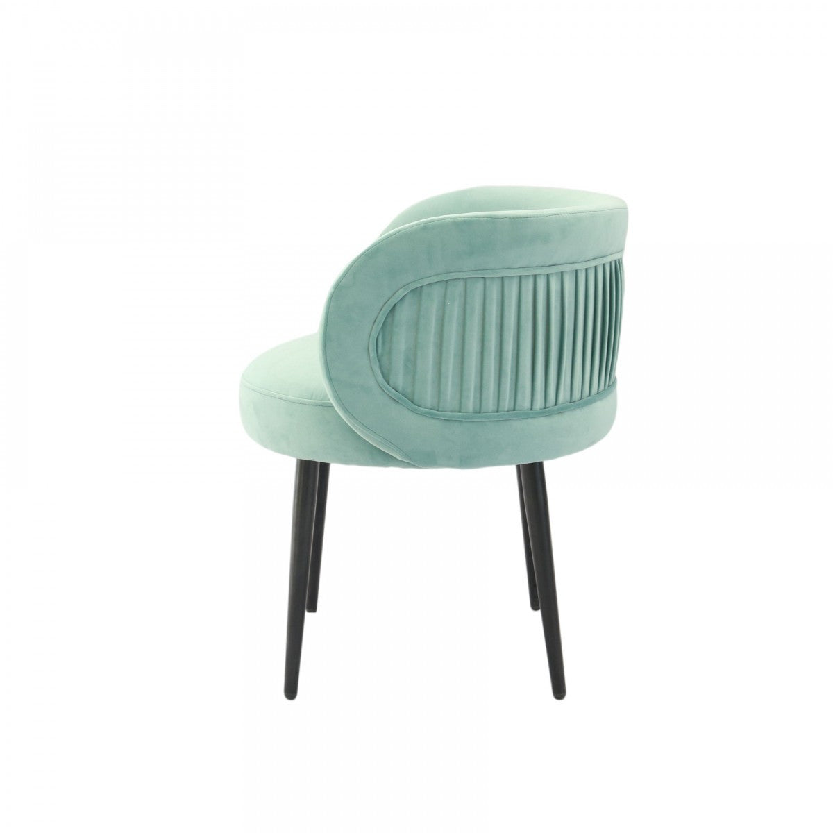 24" Teal Velvet And Black Solid Color Arm Chair