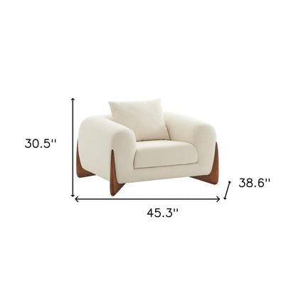 45" Cream And Brown Sherpa Arm Chair